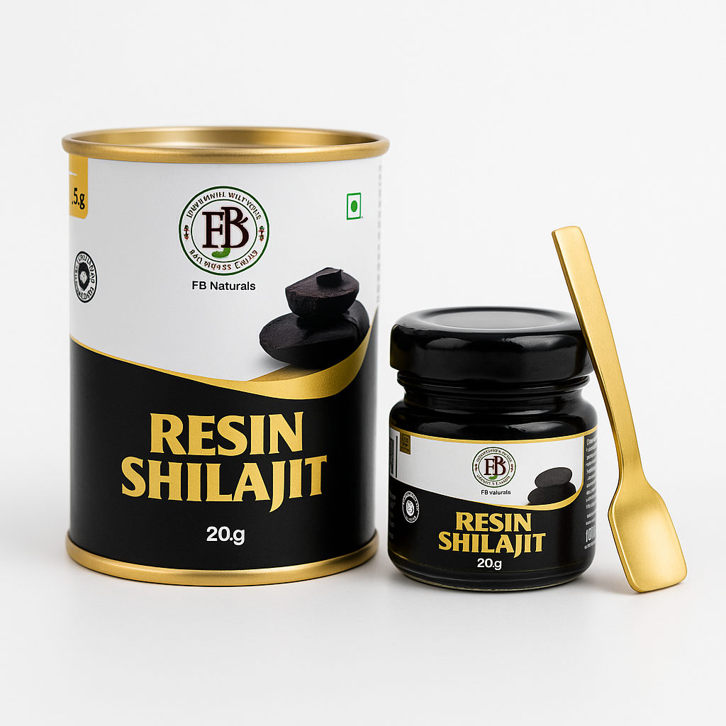 FB Naturals Shilajit Resin – 20g | Lab Tested | With Ashwagandha & Safed Musli | Pure Himalayan Mineral Resin