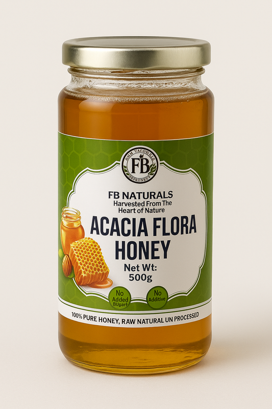 FB Naturals Acacia Flora Honey – 500g | 100% Pure & Natural | Raw, Unprocessed Honey