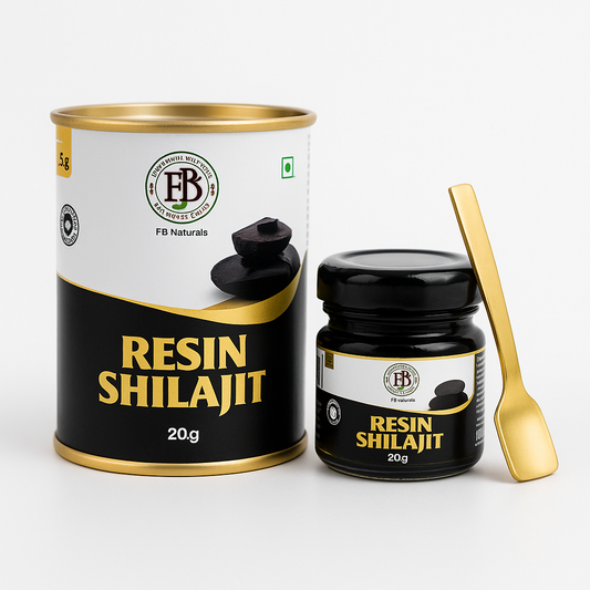FB Naturals Shilajit Resin – 20g | Lab Tested | With Ashwagandha & Safed Musli | Pure Himalayan Mineral Resin