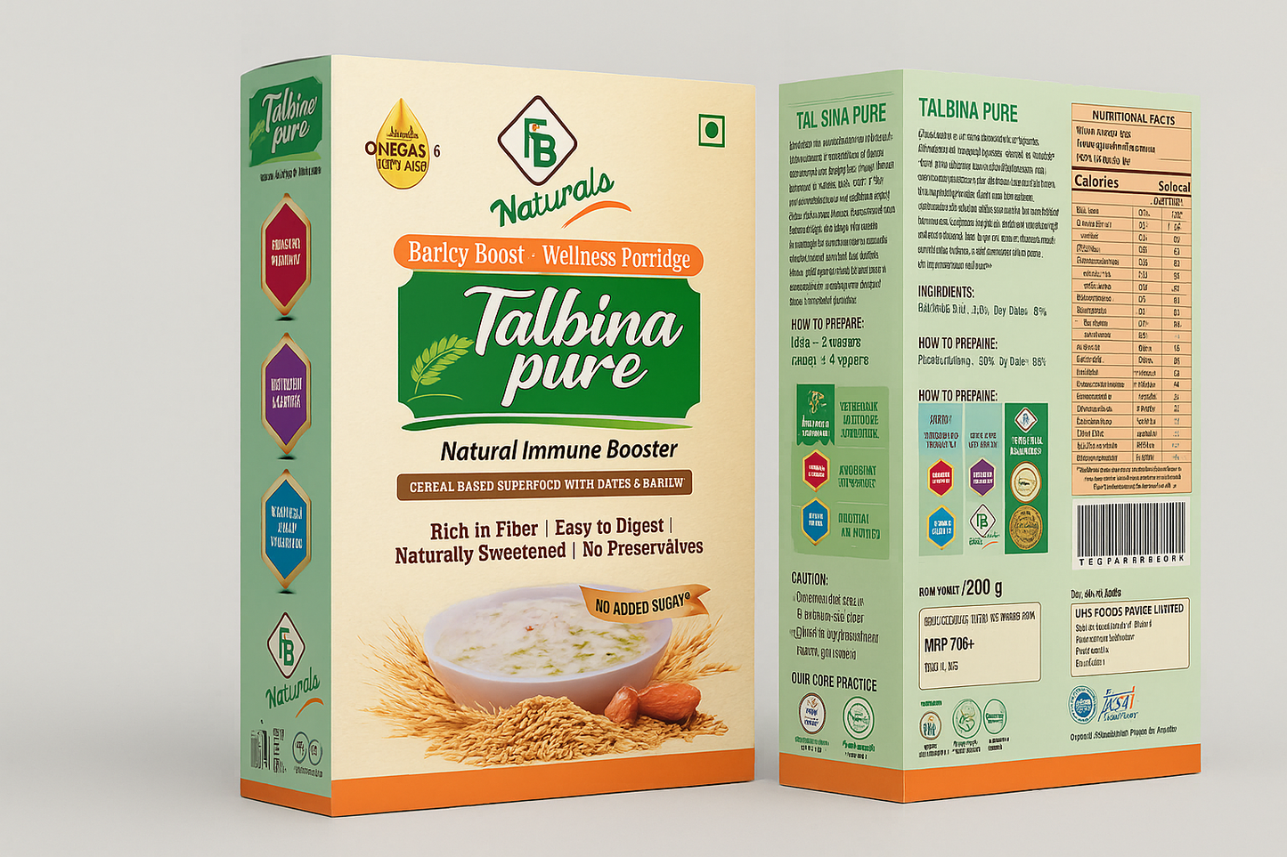 FB Naturals Talbina Pure | Barley Wellness Porridge with Dates | No Added Sugar | Natural Immune Booster | 200g